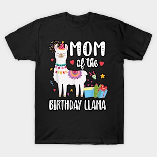 Mom Of The Birthday Llama Birthday Family T-Shirt